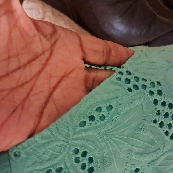 Eliza J Teal One Shoulder Ruffled Eyelet Sheath Midi Dress With Pockets, Size 6 - Picture 4 of 10